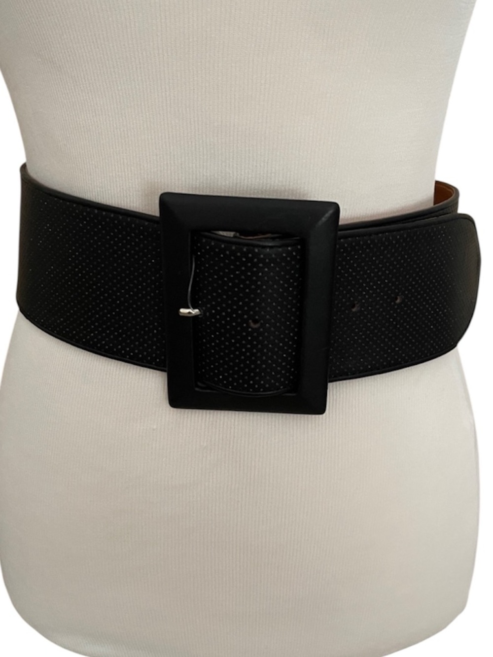 Orciani Italian Leather Wide Waist Belt - Black with Square Buckle Size M NWT